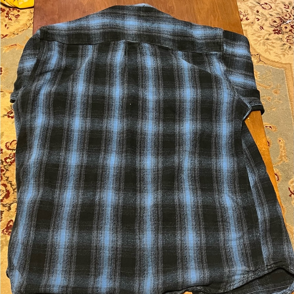 Heavy Dark Blue Field and Stream Flannel Jacket with Brown Collar
